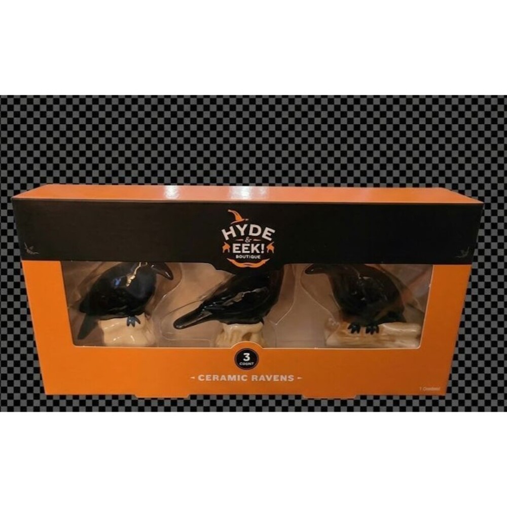 2026 Target Hyde & Eek 3pk Mini Black Raven Figurines Spooky Halloween NEW